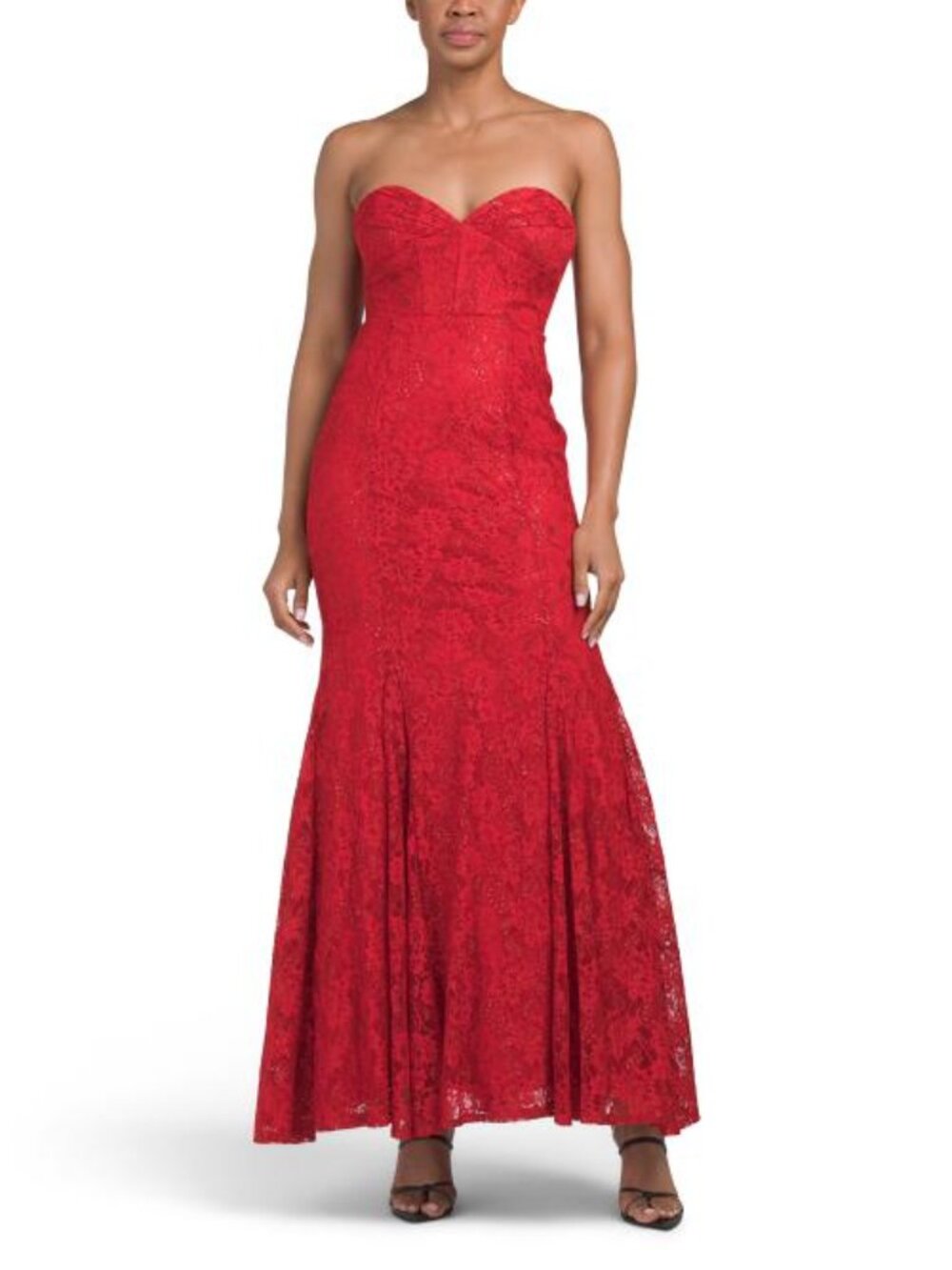 VIOLET WEEKEND Stretch Lace Strapless Gown